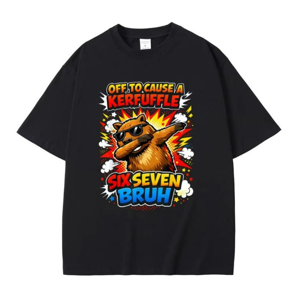 

Off To Cause A Kerfuffle Six Seven Bruh Capybara Funny Meme T-shirt Men Women Casual Humor T Shirt Male Vintage Cotton T Shirts 5XL різнокольоровий