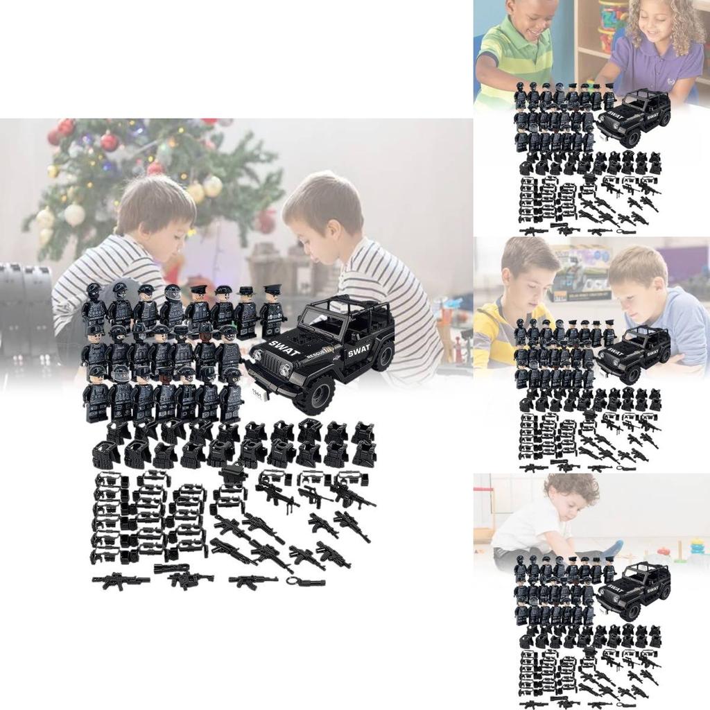 Military Action Figure Police Swat Black Special Forces Building Block Set For Kids