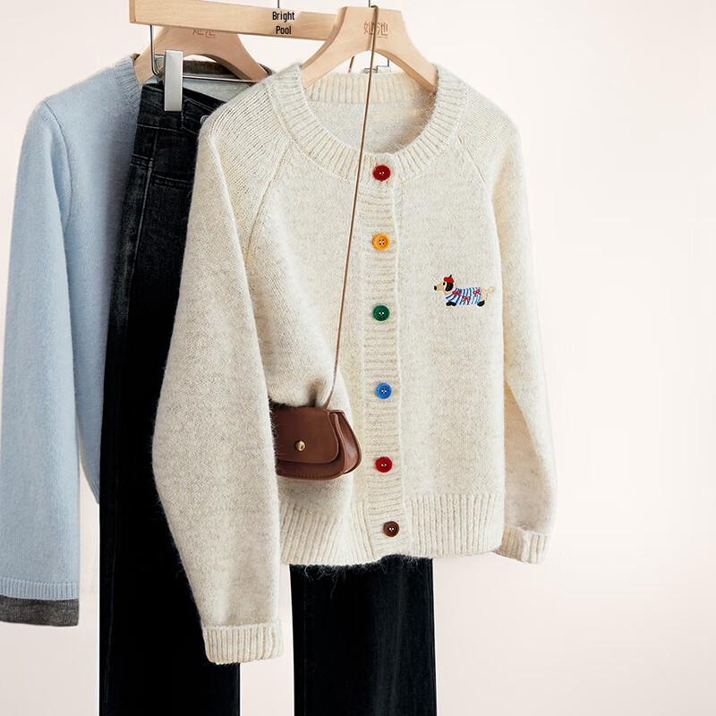 Ta Chi Button-Front Embroidered Knit Cardigan