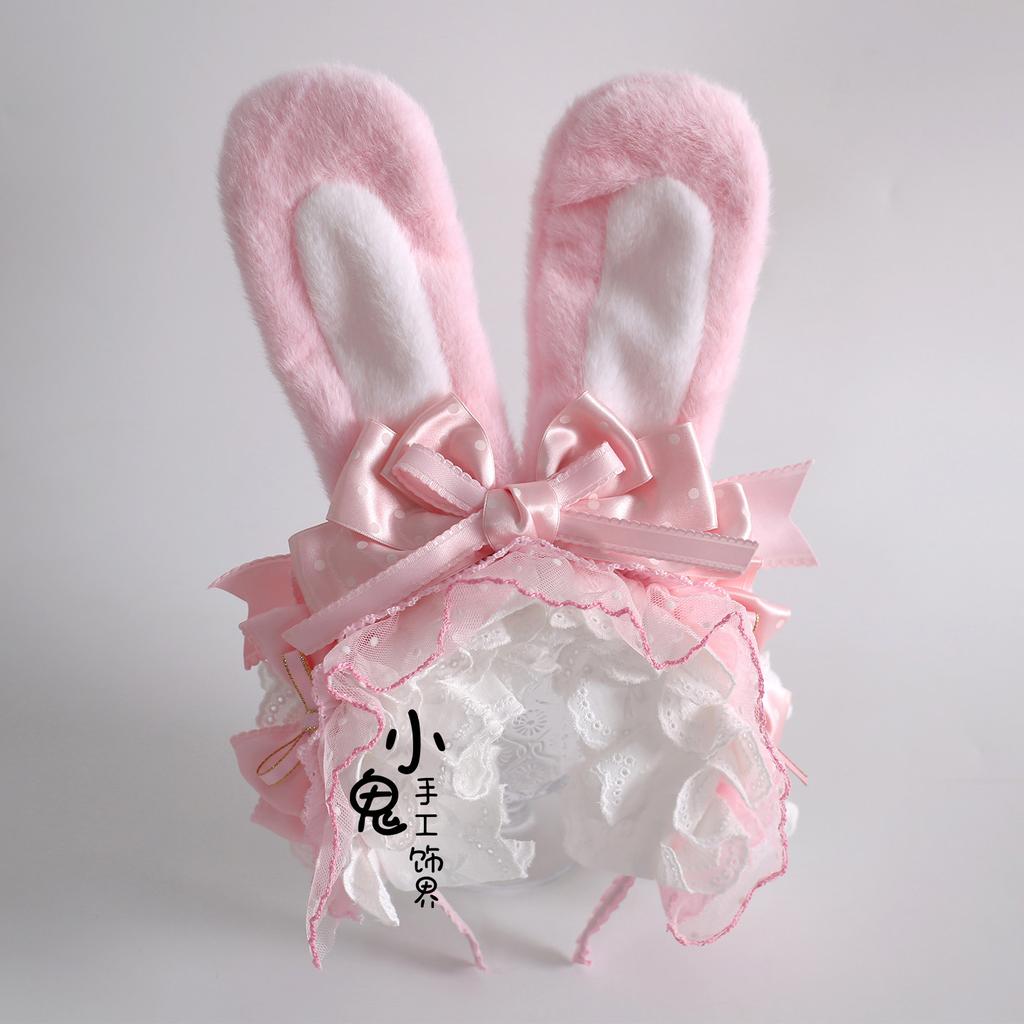 Original Multi-color Lolita Cute Rabbit Ear Headband Polka Dot Bow Rabbit Kc Cute Rabbit Headband Hairpin Hair Accessories