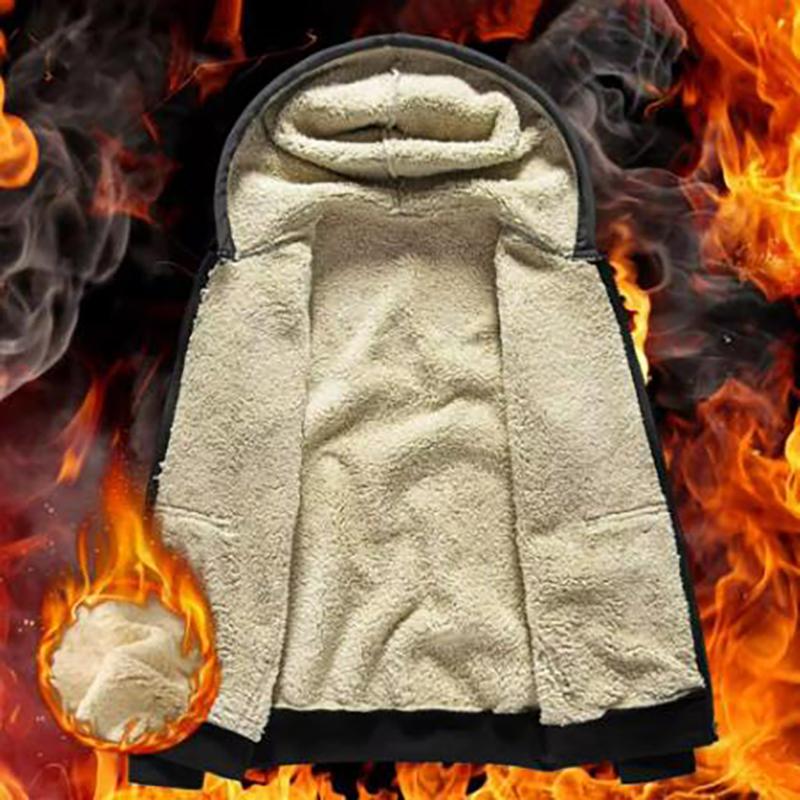 Sweatshirt Coat Front Pockets Warm Zipper Jacket Women Winter Plush Lined Cardigan Hoodie Men