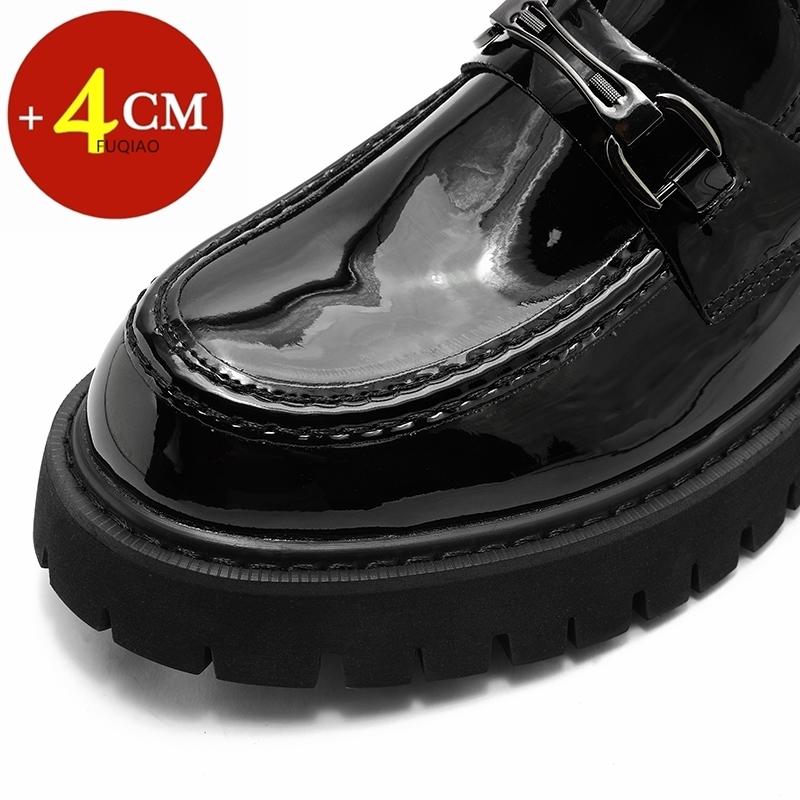Men's Casual Leather Shoes Spring Autumn New Style Slip-On 4CM Thick Bottom Heightening Retro British Style Large Head Loafers