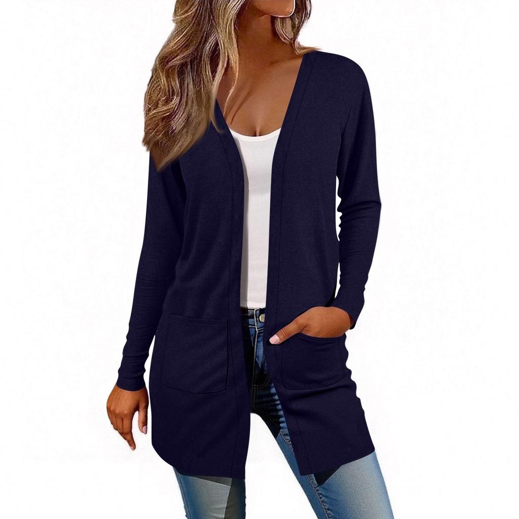 Women's Long Sleeve Cardigan Casual Jacket With Pockets Top
