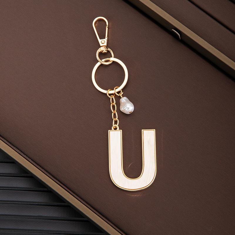 Chaveiro Pingente Nome Letras Criativas 26 Letras Pérola Imitação Concha Pingente de Bolsa Popular Acessórios