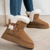 Bowtie Faux Suede Ankle Boots Women Warm Fur Thicken Plush Cotton Padded Snow Boots Thick Sole Chunky Platform Casual Shoes