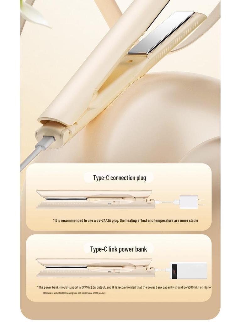 Dual-Use Mini Wireless USB Hair Straightener & Curler