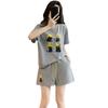 Korean Casual Women's Summer Shorts & Cartoon T-Shirt Set: Loose, Slimming, Short-Sleeve Sportswear