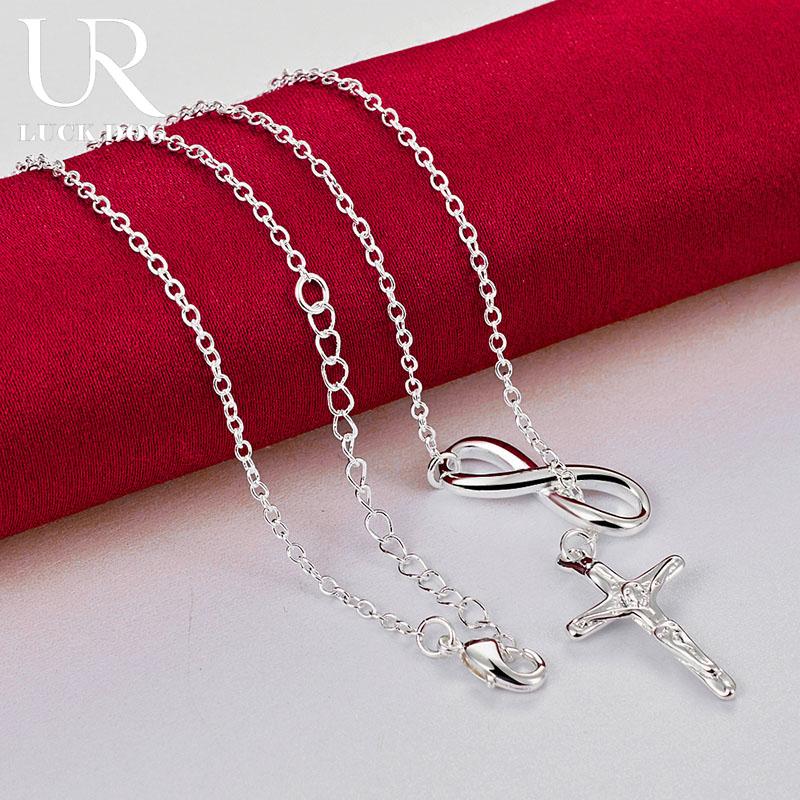 925 Sterling Silver Cross Pendant Necklace Fashionable Wedding Jewelry