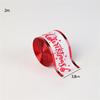 2M Red Green Christmas Ribbon Hot Stamped Linen Printed Christmas Polyester Ribbons New Years Home Decoration Bow Gift Packing