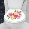 Colorful Floral Green Plant Toilet Stickers, Bathroom Wall Decor Self-Adhesive Decals for Home Decoration