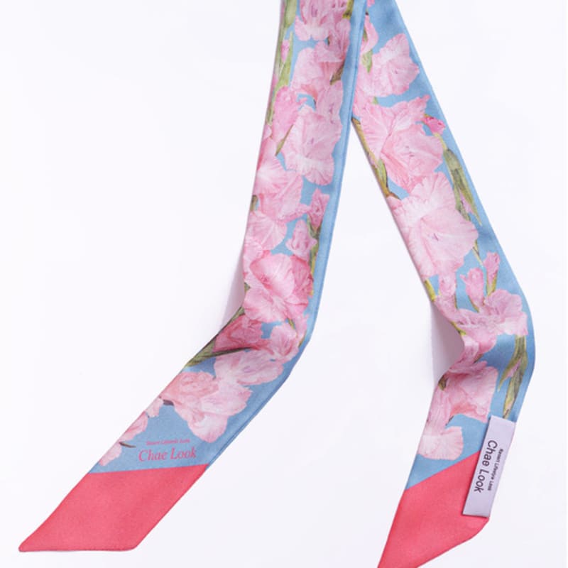 Chae Look HAND-DRAWN WATERCOLOR GLADIOLUS TWILLY SCARF