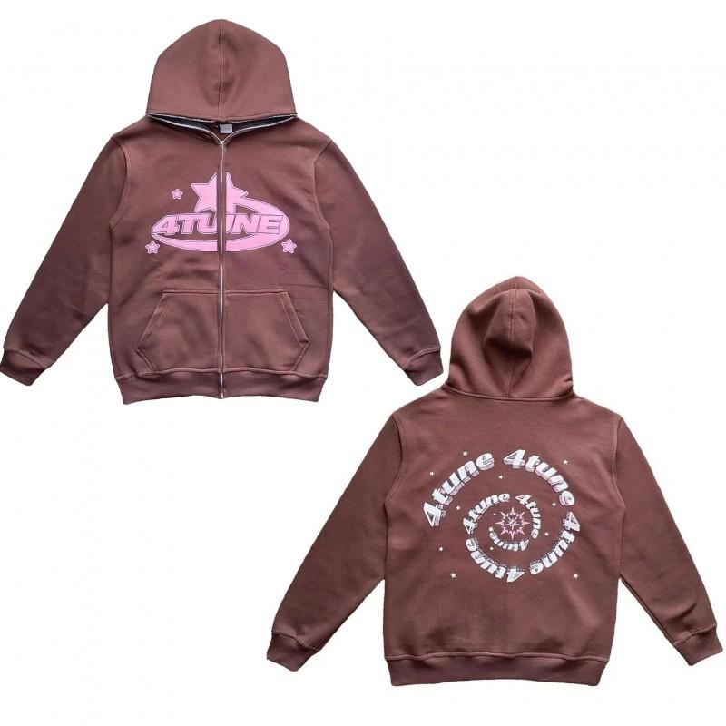 Oversized Y2K Streetwear Hooded Zip-Up Sweatshirt Men Women Loose Fit Graphic Print Long Sleeve Pullover