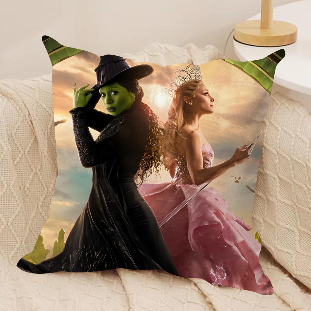 WWicked Part One Movie Cushion Cover Silky Short Plush Invisible Zipper Dustproof Sofa Pillow Case for Home Decor