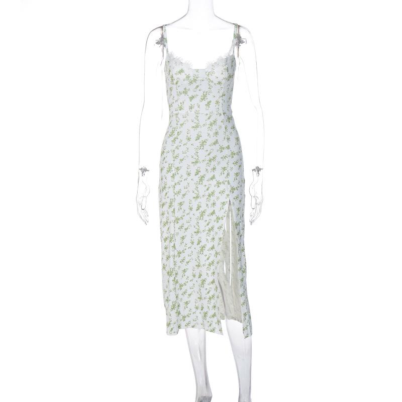 Contemporary Floral Split Spaghetti Strap Summer Dress - Women s Fashion 2026 Small