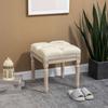 Footstool/Ottoman, Linen-Look Fabric, Rubberwood Legs, 40 x 40 x 43 cm, Beige