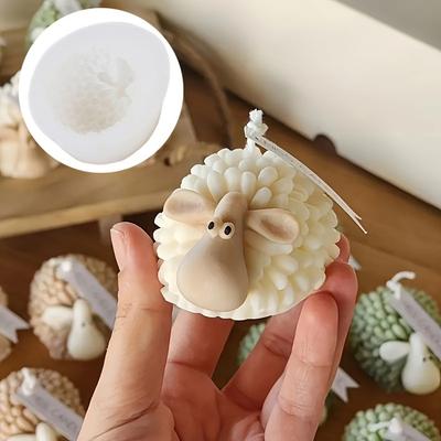1 Pieza Molde de Silicona de Oso Obediente y Cordero Tridimensional para Velas Aromáticas, Jabón, Difusor de Piedra de Yeso DIY Hecho a Mano