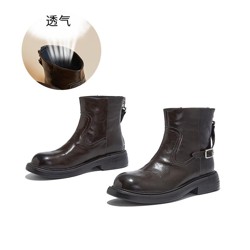 Leather Vintage Martin Boots Women s Winter Thick-soled Chelsea Boots Women s Boots Skinny Short Boots Women s 40 коричневый