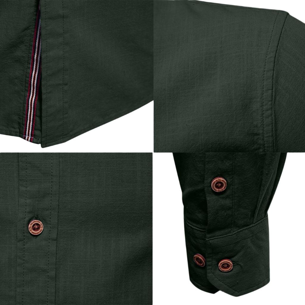 Herren Business Casual Langarmhemd Baumwolle Leinen Farbe für den Alltag