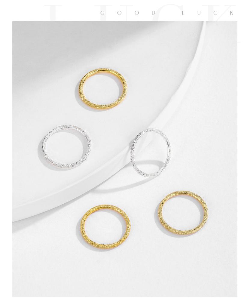 MODIAN Sterling Silver S999 Minimalist Hammered Stackable Sparkling Ring for Women
