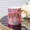 Jungle Cheetah Luxury European Bone China Mug Set - Large Capacity, Exquisite Design