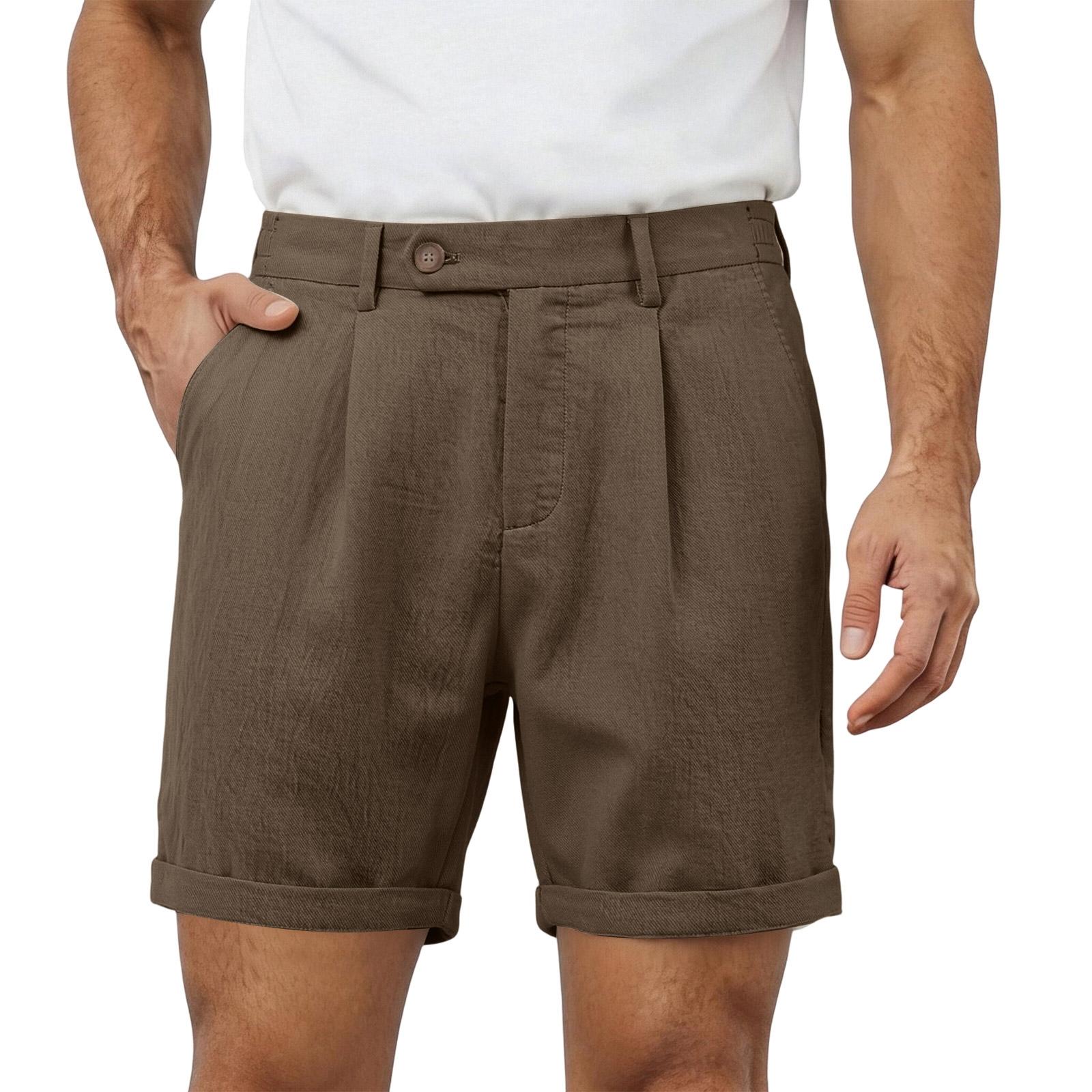 

Men Casual Classic Style Elastic Waistband Five-Point Shorts Lightweight Breathable Fabric Suitable for Summer Outdoor Activities S кофейный