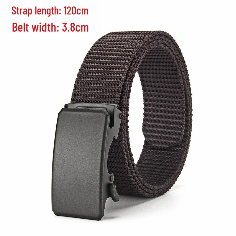 Men's Tactical Canvas & Nylon Woven Belt with Leather Trim - Elastic and High-End Accessory