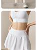 White Sports Mini Skirt: Two-Piece Style, Anti-Exposure - Perfect for Badminton, Tennis, Running & Fitness. Women's Half Skirt for Summer.