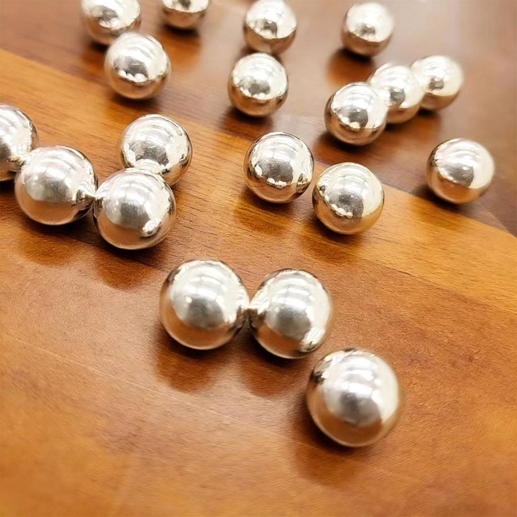 925 Sterling Silver Solid and Hollow Beads - DIY Jewelry Accessories with Bright Round Loose Beads