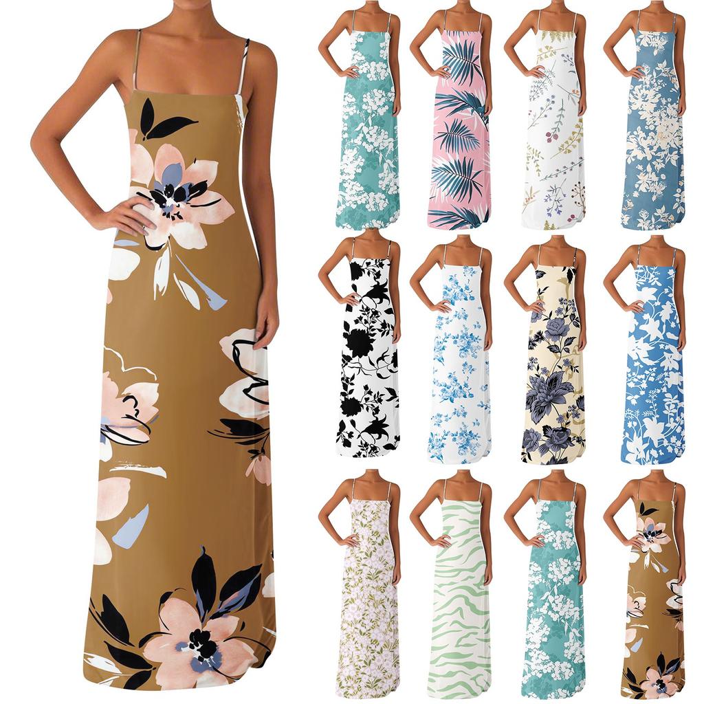 Women's Off-the-shoulder Sexy Silky Floral Print Long Dress Dress