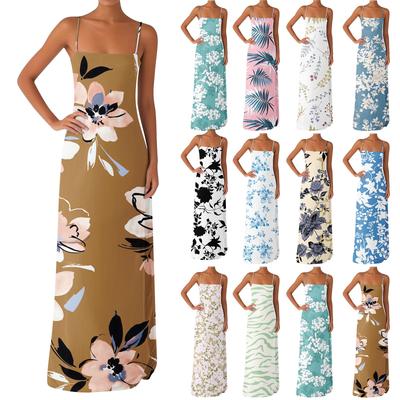 Women's Off-the-shoulder Sexy Silky Floral Print Long Dress Dress