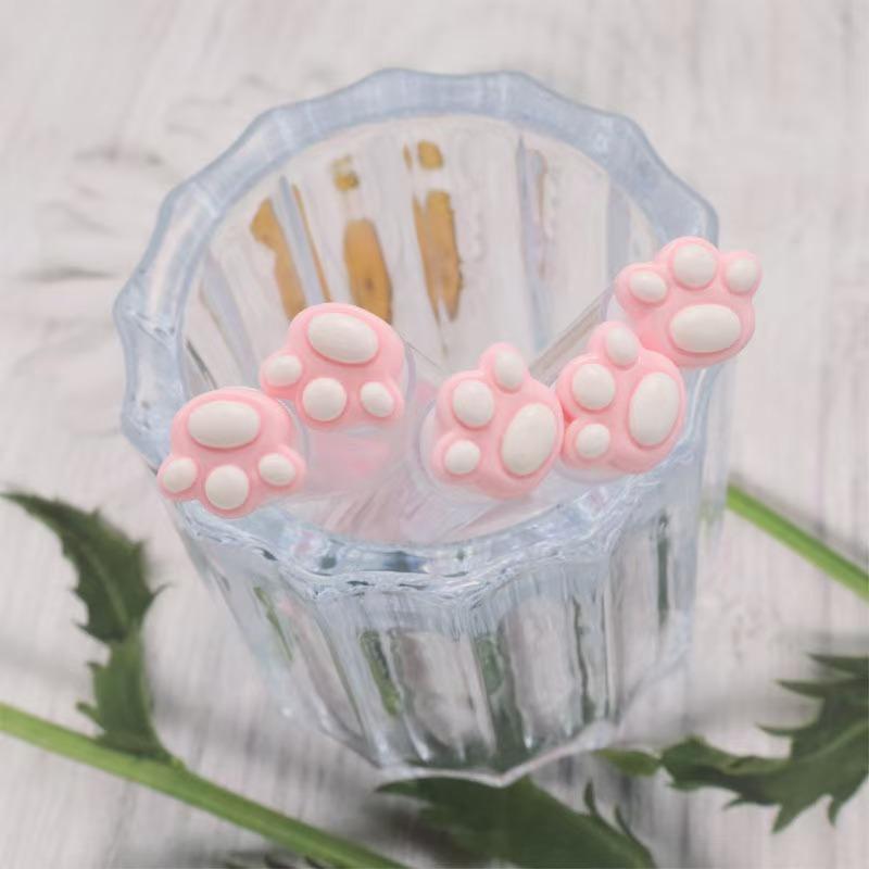 Cartoon Cat Paw Eyelash Brush Tube Disposable Mascara Wands Tube Reusable Lash Spoolies Brush Dustproof Cleaner Storage Tubes