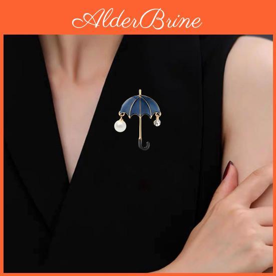 Colorful Umbrella Shape Cartoon Brooch Faux Pearl Rhinestone Pin Scarf Hat Badge Party Coat Accessories Gift