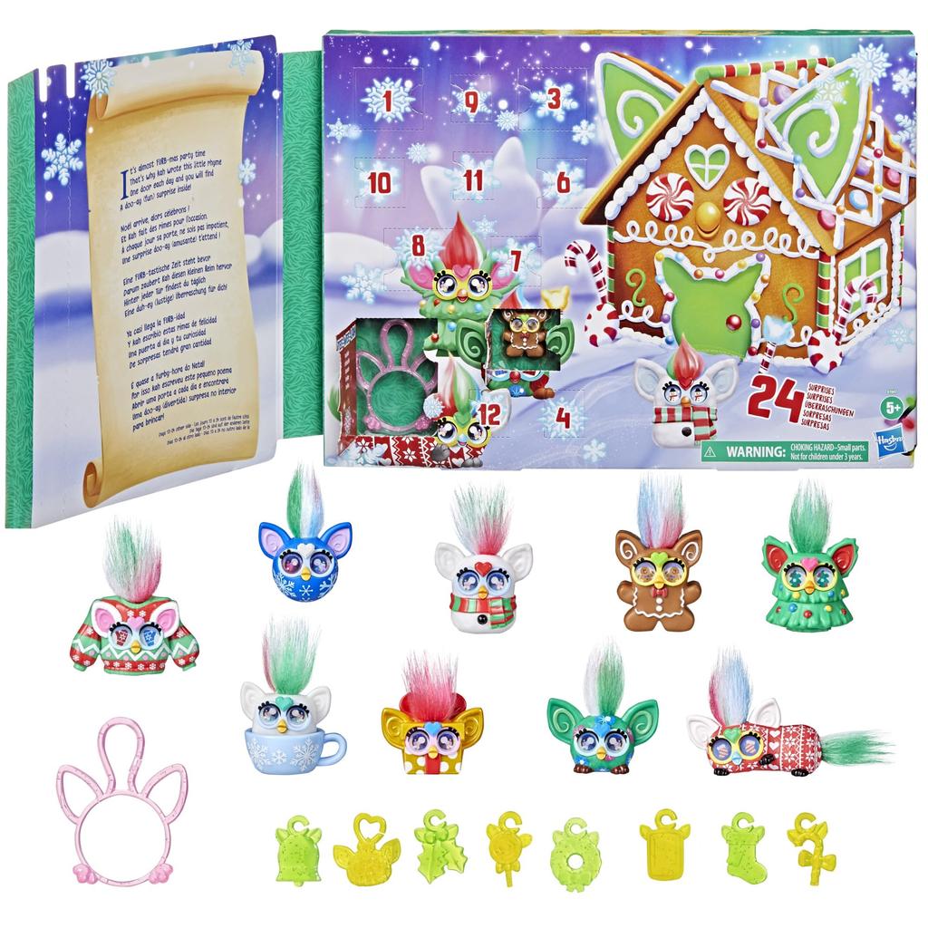 Hasbro Furby Mini Advent Věk 24 Překvapení Vánoční Samolepky Zábavný Autentický Kalendář, 5+, Hračky, 1-palcový (2,5 cm) Figurky, & Příslušenství, G1647,