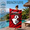 Custom Name Beach Towel Bournemouth Crest Microfiber Beach Towel, Lightweight for Summer Travel, Swimming Pool Fan Birthday Gift