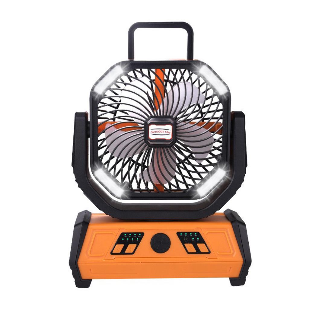 Portable Silent Camping Fan with Light & USB Charging - Large Capacity Outdoor & Fishing Oscillating Fan