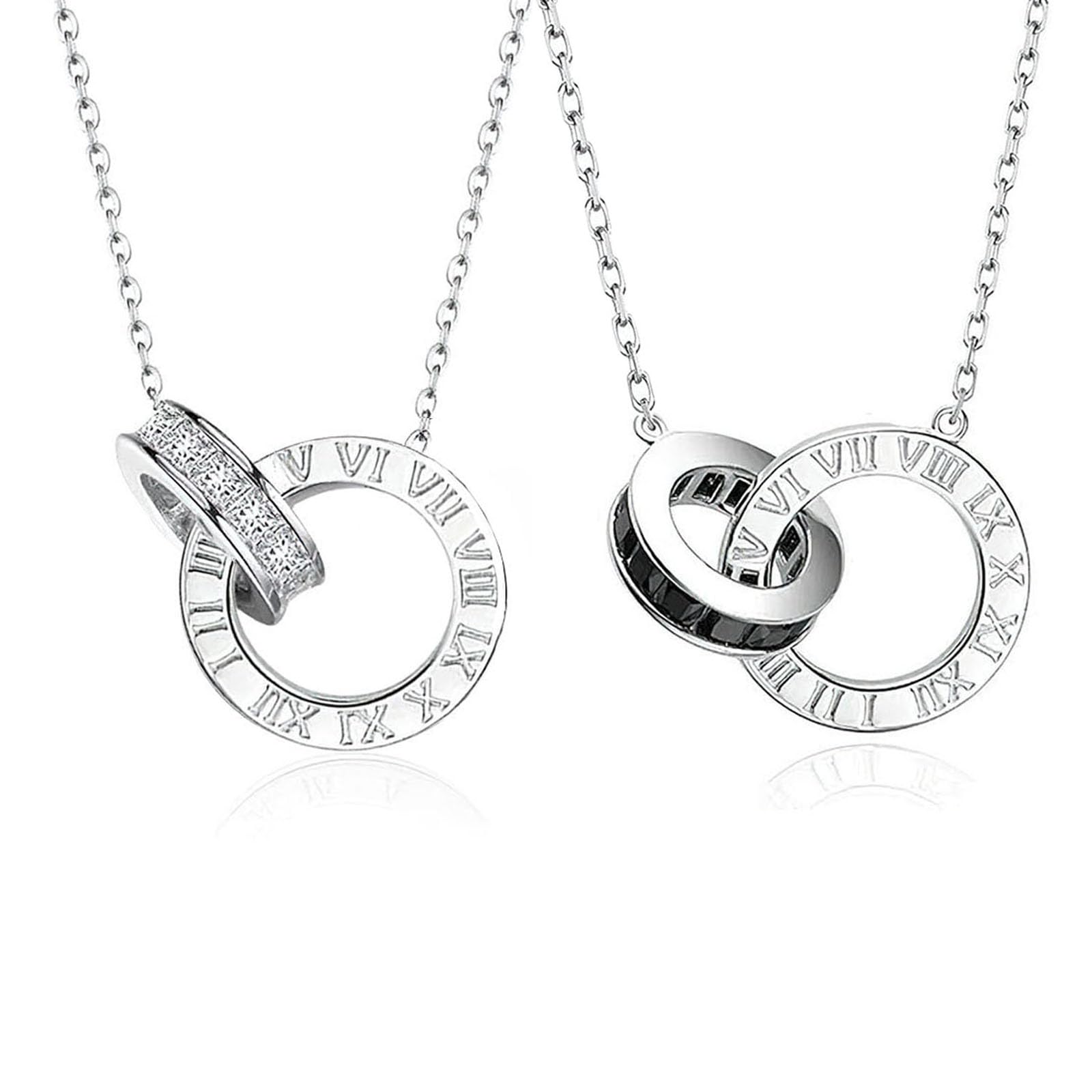 

Pair Necklace Clavicle Chain Sterling Silver Match Look Couple Set of 2 925 Silver Matching and Necklace Present [MIYEKI] Men s Women s срібний