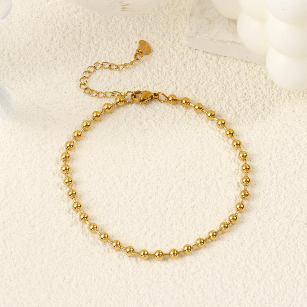 3mm/4mm/5mm Ø. Exquisites 18K Gold Plated 304 Edelstahl Kugelkette Fußkettchen Für Damen Herren Party Geschenk 22cm(8,7 Zoll) lange