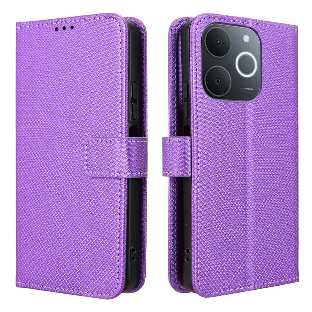 Kožené pouzdro peněženka pro Realme Note 70T 4G/Narzo 80 Lite 4G/Realme C71 4G (Indie) Kryt na telefon s diamantovou texturou a popruhem