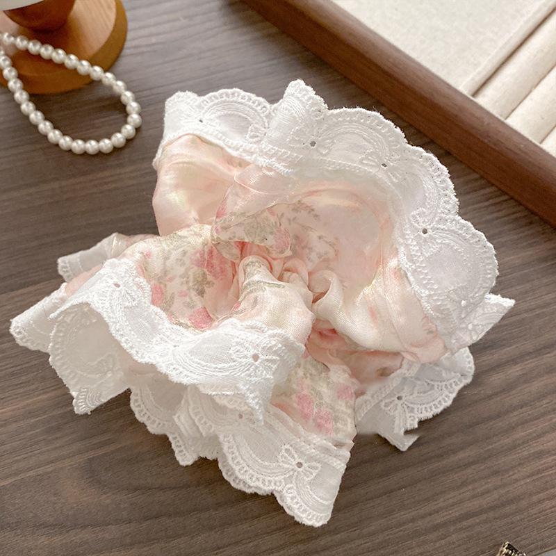 

Тканевая двухслойная кружевная резинка для волос в виде толстой кишки Mori, маленькая свежая девушка, головной убор, модные универсальные аксессуары для волос для женщины