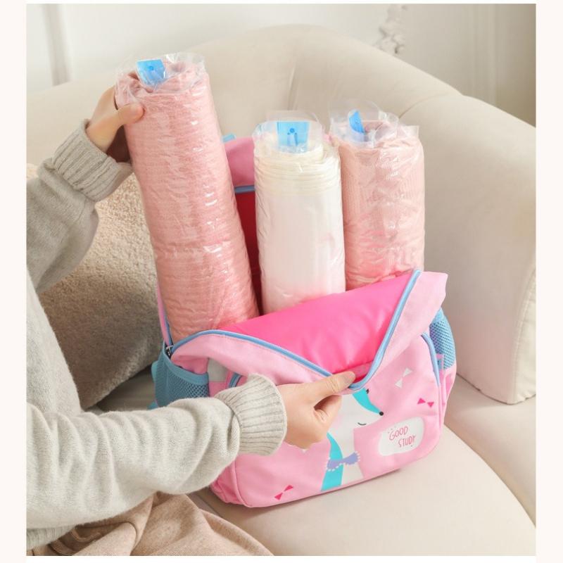 Travel Compress Bag Roll Up Space Saving Clothing Bag No Need for Vacuum Suitable for Hotel Self-service Laundry Home Use Waterproof Dustproof Pouch