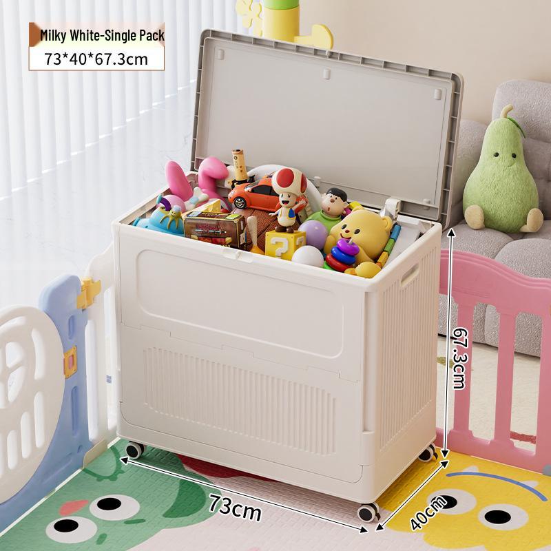 Foldable Plush Toy Storage Basket - Extra Large Flip-Top Box for Living Room