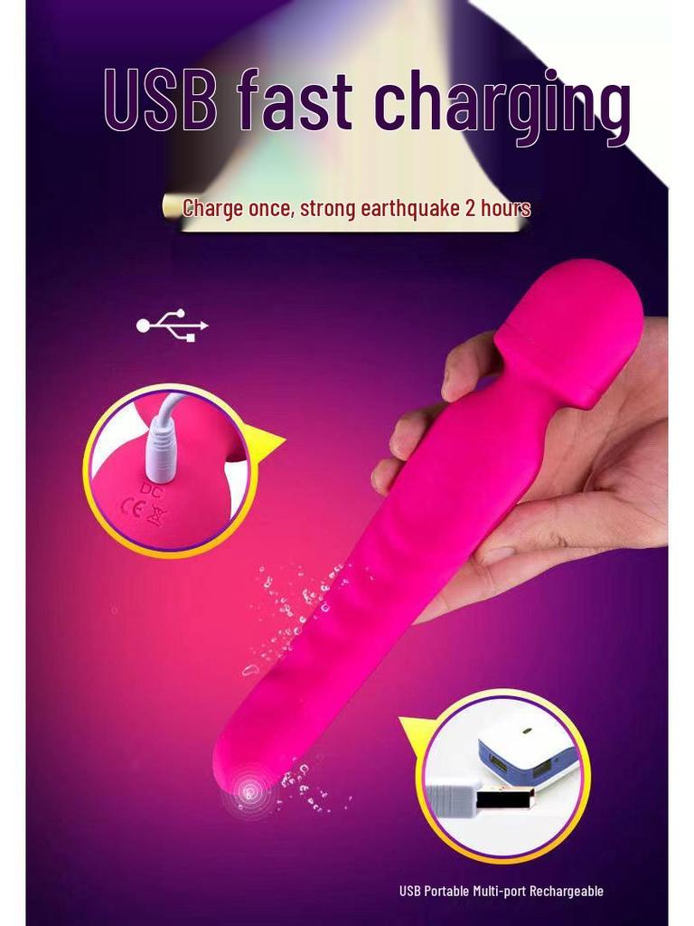 Wiederaufladbarer Vibrator mit zwei Köpfen, Multi-Frequenz, Heizfunktion und Silikonhülle