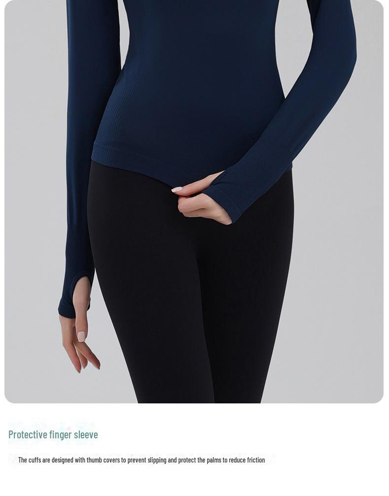 Women's Slim Fit Long Sleeve Yoga and Running Top - Quick-Drying, Breathable, Round Neck for Autumn and Winter Workouts