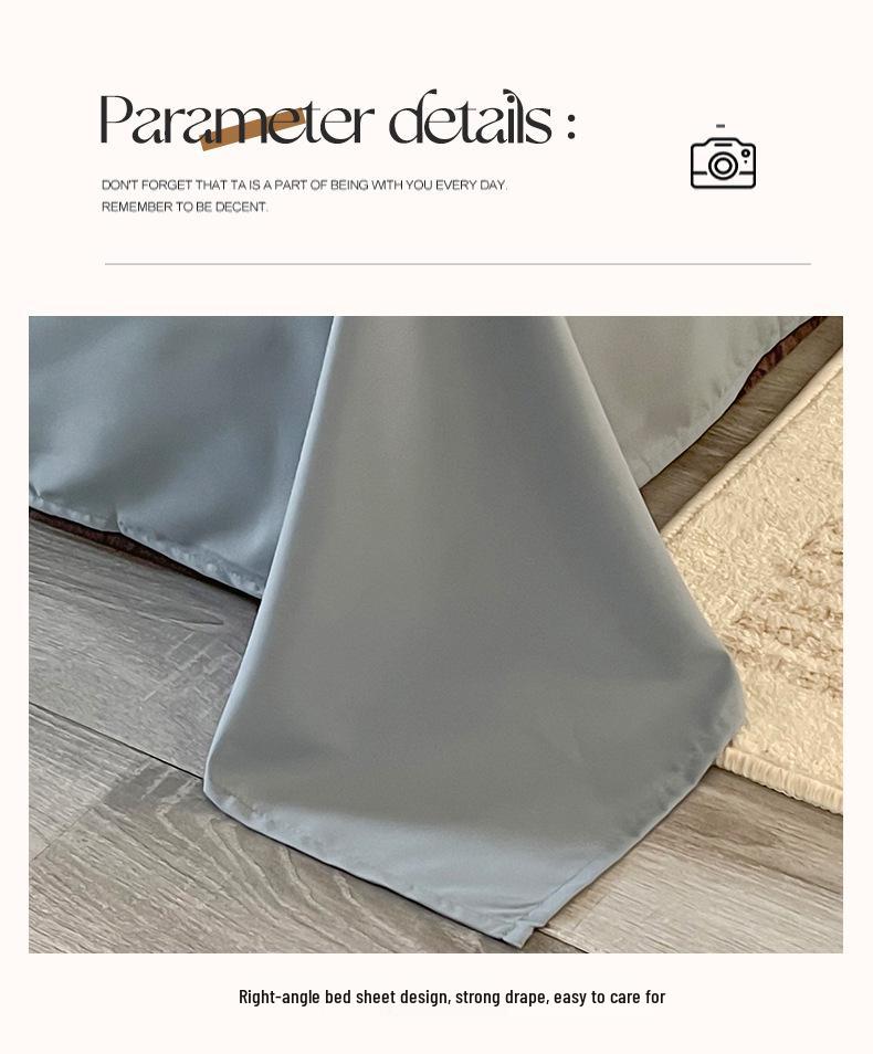 Japanese Washed Cotton 4-Piece Bedding Set: Duvet Cover, Fitted Sheet & Bed Sheet In Simple Style.