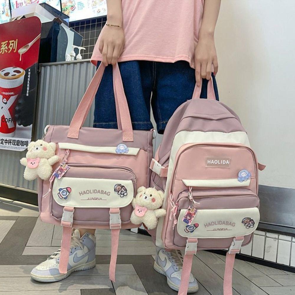 Ins Students School Bags Large Capacity Large Handbag Portable Girls Shoulder Bags Student