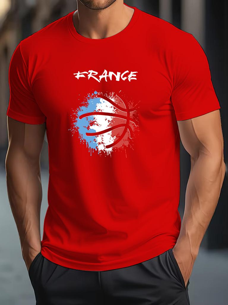 Summer Basketball Printed Mens T-shirt O-neck Short-sleeved T-shirt Trendy Top