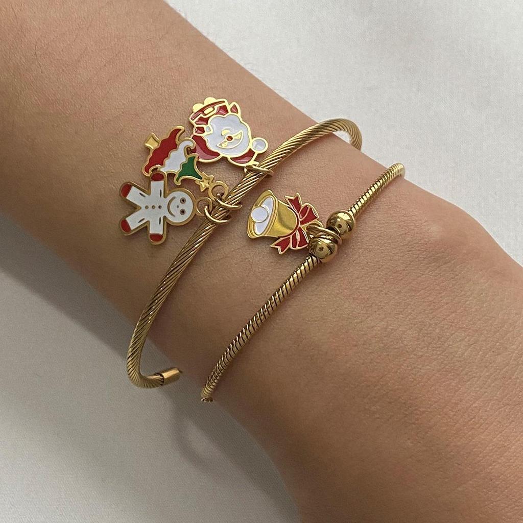 Jieding Stainless Steel Christmas & New Year Bracelet: High-End European & American Party Bangle