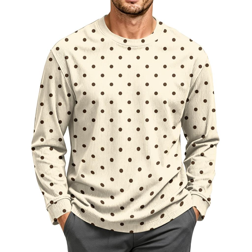 Men's Corduroy Long Sleeve Neck Top for Casual Everyday Wear