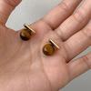 Muted Color Geometric Silver Stud Earrings - Retro Autumn/Winter Style