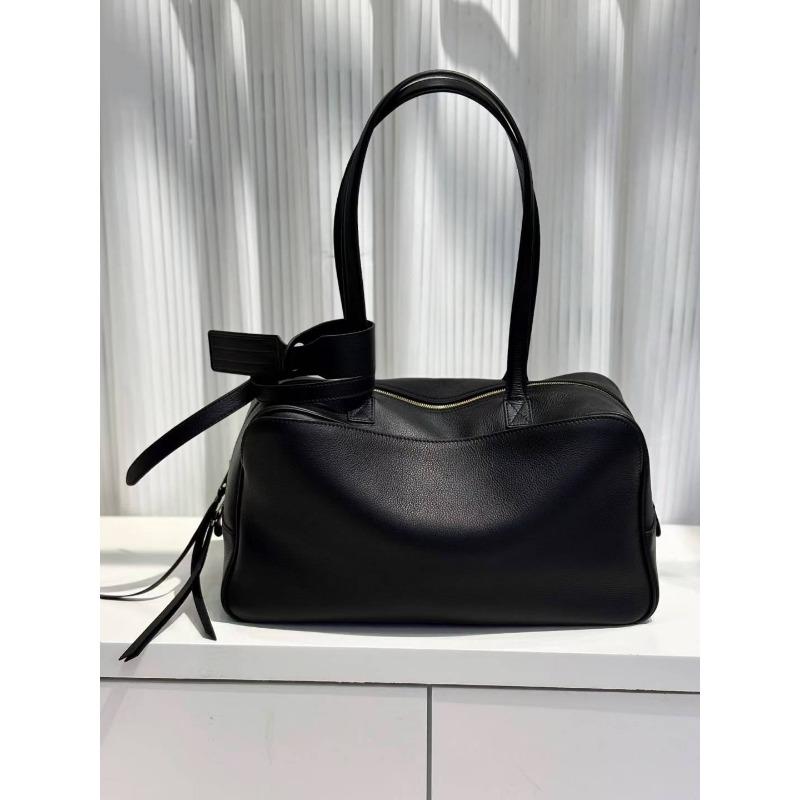 Leather Bowling Bag Women's Niche Light Luxury Shoulder Bag Handbag High-end Versatile Fashion Calfskin Underarm Bag